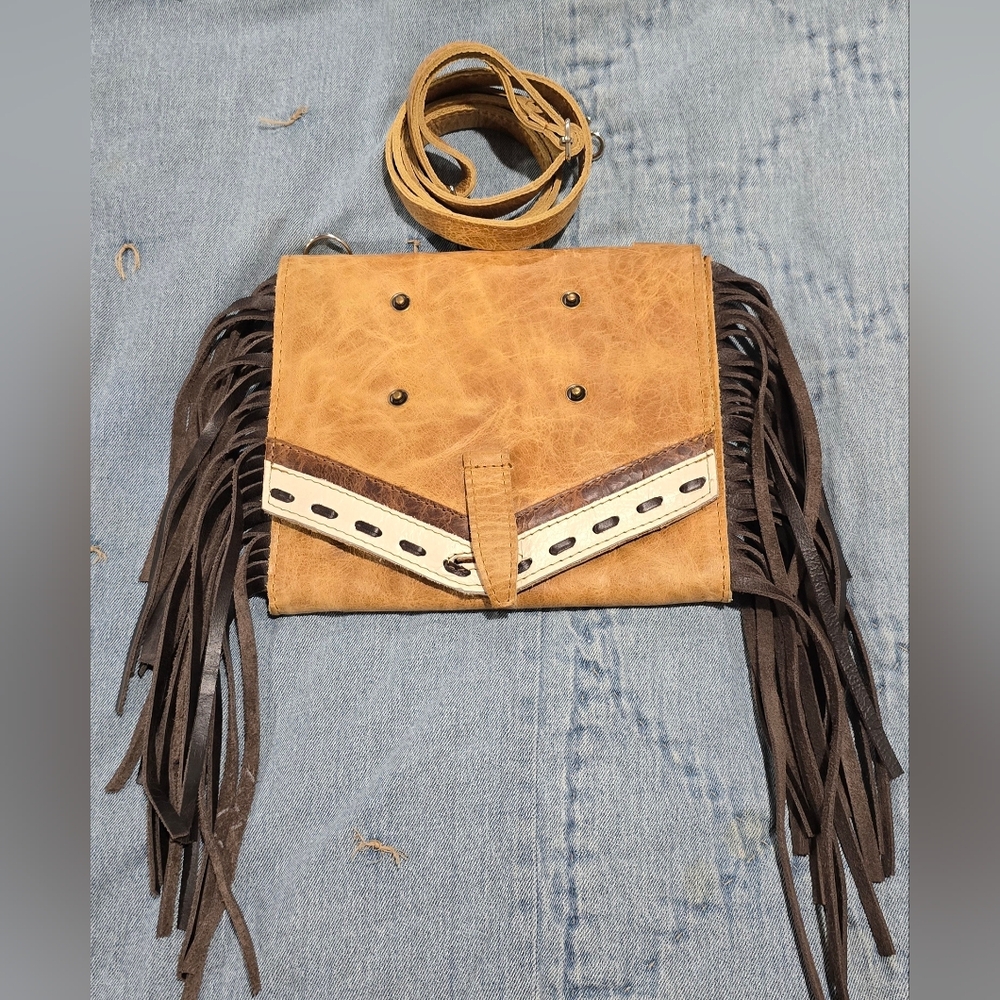 Pure Dixie Sunny Pouch Adjustable Crossbody with Fringe